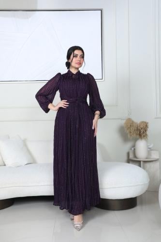 فستان ناعم بحزام من الخصر