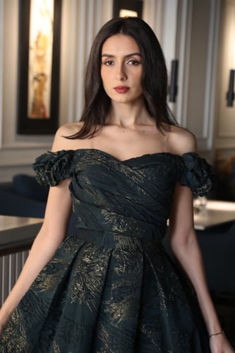 فستان جاكار قصير