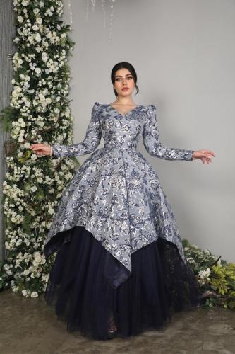 فستان سهره جاكار مع تل اكمام