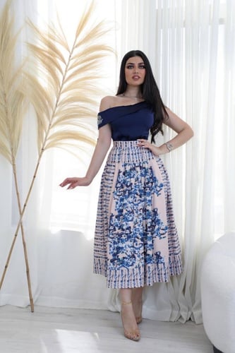 طقم تنوره مشجر بقصة كتف انيقه