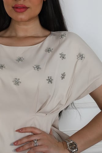 طقم تنوره مشجره وبلوزه بتطريز