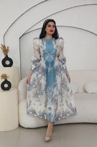 فستان براندي للعيد اكمام بف