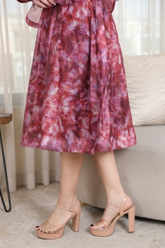 فستان اورقنزا مشجر باكمام طويله