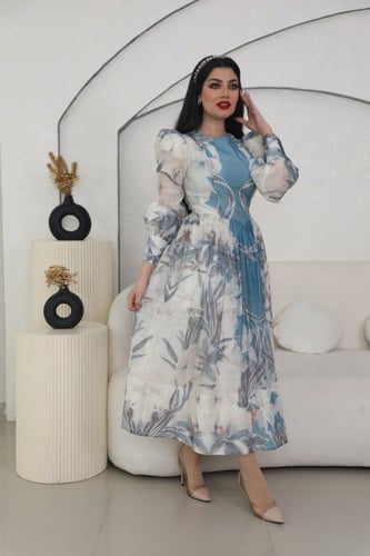 فستان براندي للعيد اكمام بف