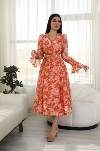 فستان ميد مشجر اورنج