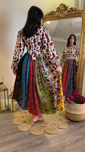 فستان شالكي مع حزام