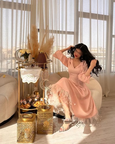 فستان انيق بريش واقف من تحت