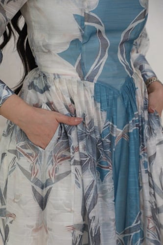 فستان براندي للعيد اكمام بف