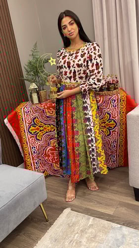 فستان شالكي مع حزام