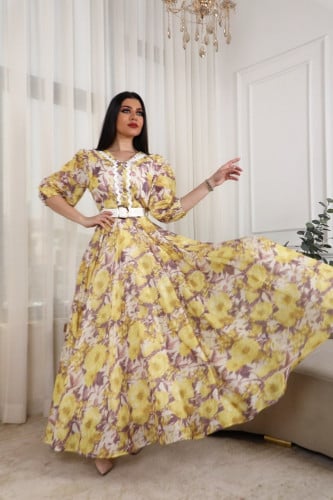 فستان ساتر بأكمام طويله كلوش