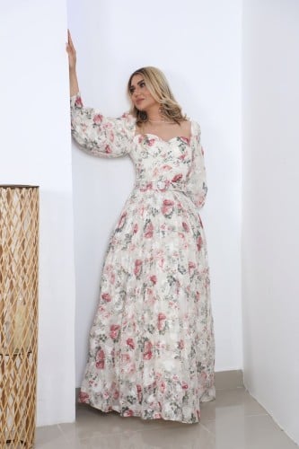 فستان طويل مشجر