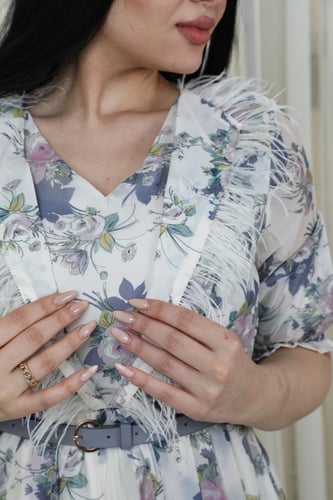 فستان مشجر مع تدخيله تل ميد