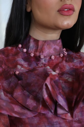 فستان اورقنزا مشجر باكمام طويله