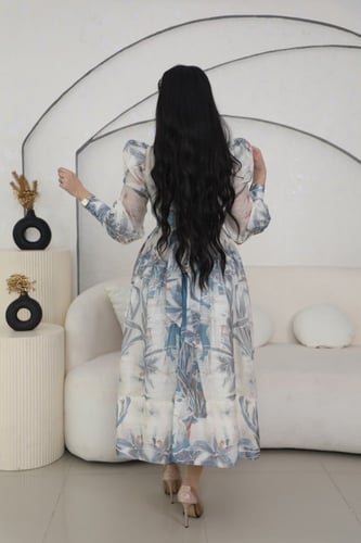 فستان براندي للعيد اكمام بف