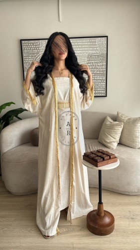 جلابيه قطعتين مع هدب ذهبي