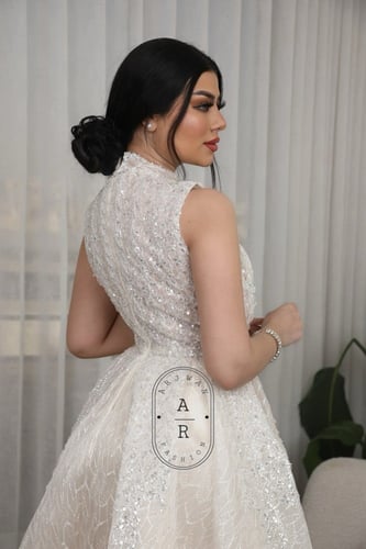 فستان سهره مطرز مبطن ستايل رقبه