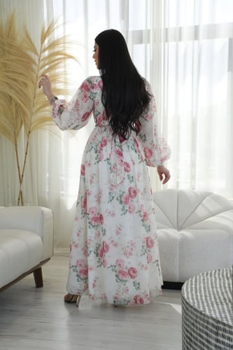 فستان مورد طويل بمقاسات كبيره