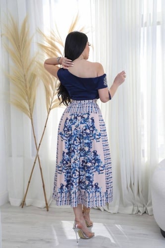 طقم تنوره مشجر بقصة كتف انيقه