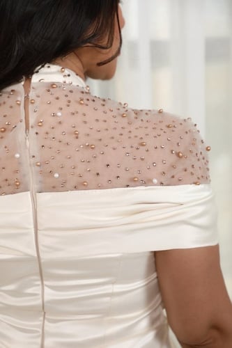 فستان تفته ناعم ملكي