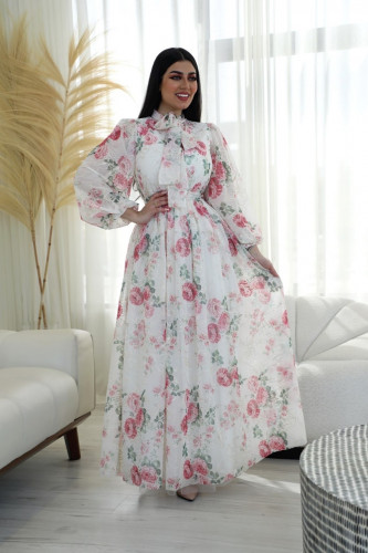 فستان مورد طويل بمقاسات كبيره