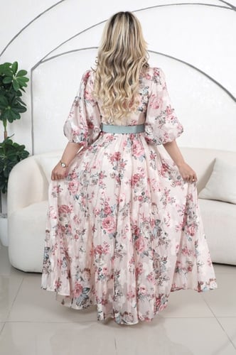 فستان مورد مع خرز وحزام