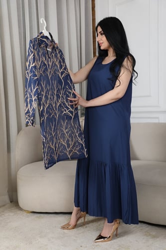 فستان قطعتين انيق بكسرات