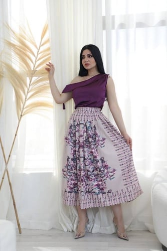 طقم تنوره مشجر بقصة كتف انيقه