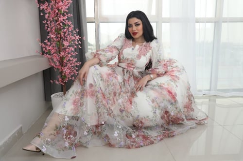 فستان مشجر راقي مع حزامين