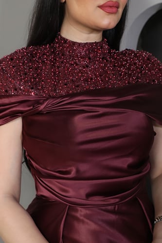 فستان تفته ناعم ملكي