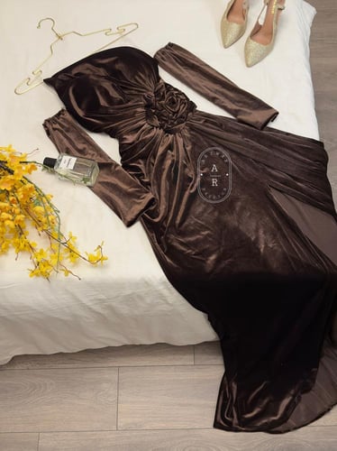 فستان مخمل ناعم باكمام منفصله