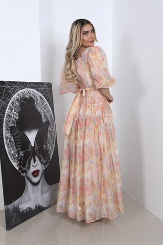 فستان ساتر باكمام بف