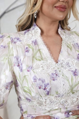 فستان طويل مشجر بلونين