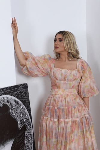 فستان ساتر باكمام بف