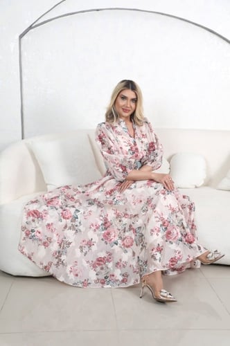 فستان مورد مع خرز وحزام