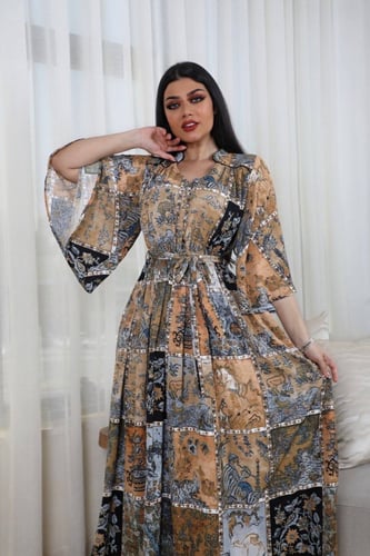 فستان مشجر طويل بمقاسات كبيرة