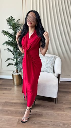 فستان احمر ماسك انيق