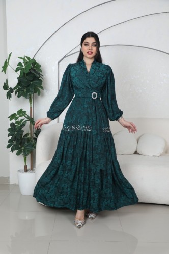 فستان اخضر مشجر