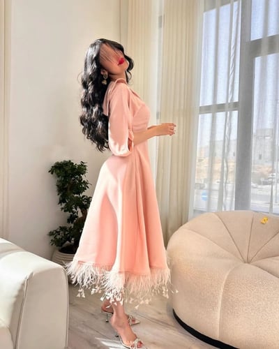 فستان انيق بريش واقف من تحت