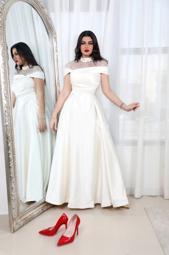 فستان تفته ناعم ملكي