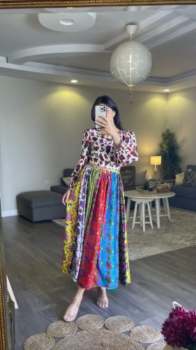 فستان شالكي مع حزام