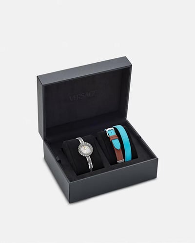 ساعة فيرزاتشي بزخارف LA GRECA سوار اللون الفضي وحز...