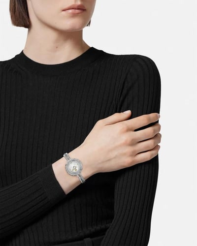 ساعة فيرزاتشي بزخارف LA GRECA سوار اللون الفضي وحز...