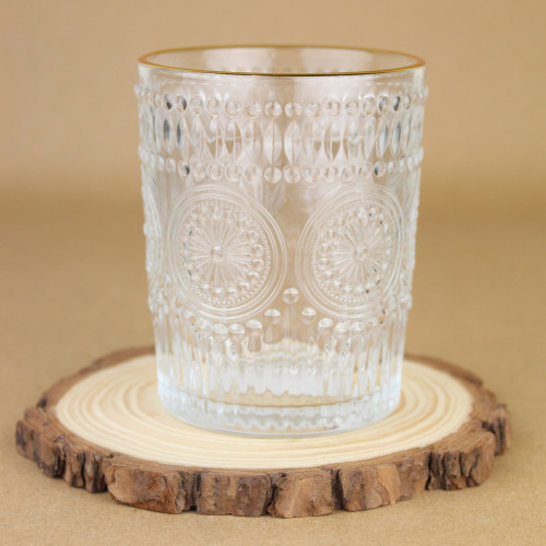 كوب قهوة زجاجي بأطار ذهبي 290 مل