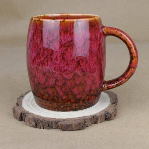 كوب قهوة سيراميك وردي 390 مل