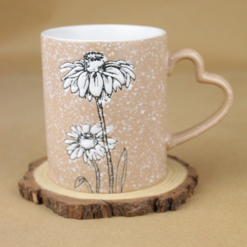 كوب سراميك مزخرف بيج 430 مل