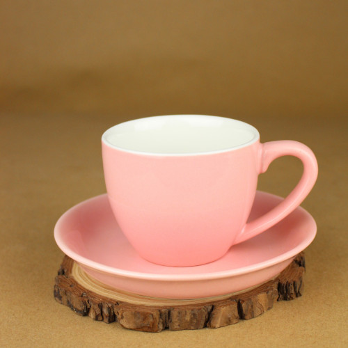 كوب قهوة مع صحن وردي 150 مل