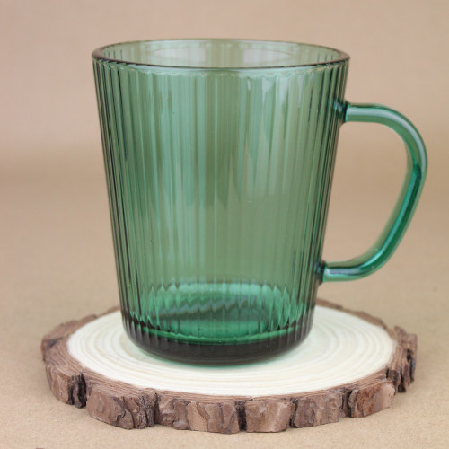 كوب زجاجي بمسكة اخضر 370 مل