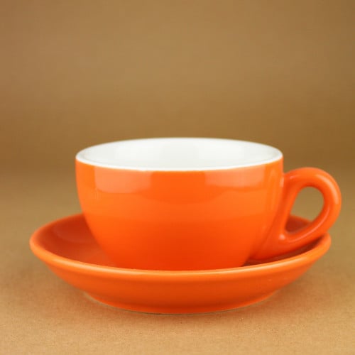 كوب قهوة برتقالي مع صحن 200 مل