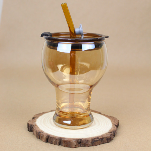 كوب زجاجي للمشروبات الحارة والباردة مع مصاص زجاجي...