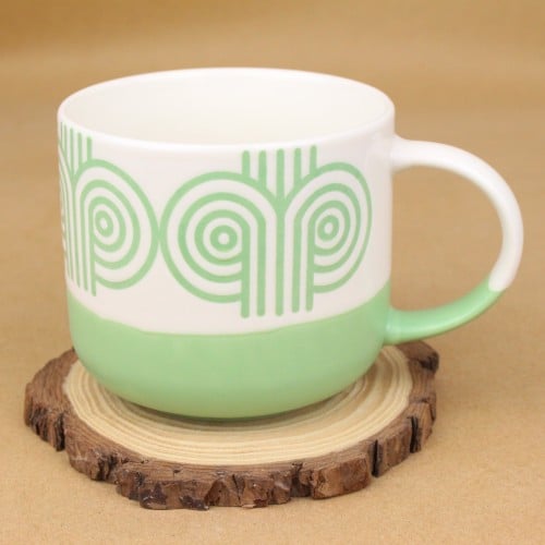 كوب قهوة زخرفة كلاسيكية خضراء فاتحة 480 مل